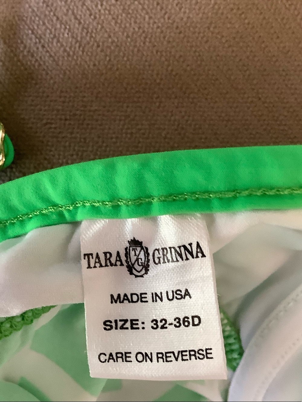Tara Grinna Green Geometric Women’s Tankini Top - Swim - Picture 5 of 6